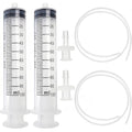 DEPEPE 2pcs 100ml Large Plastic Syringe with 2pcs 47in Handy Plastic Tubing and Luer Connections for Scientific Labs, Measuring, Watering, Refilling, Filtration, Feeding