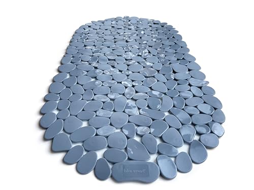 “Pebbles” Non-Slip Bathtub & Shower Mat 27”x14” Oval - Non-Toxic - Safe, Clean, Machine-Washable, Superior Grip & Drainage, Vinyl, for Smooth Floors ONLY, Opaque Gray - color: Opaque Gray (Grey), size: 27" x 14" (Oval)