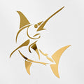 Decal Stickers of Stylized Marlin Fish (Metallic Gold) (Set of 2) Luxury Weatherproof Vinyl Decal Stickers for Laptop Desktop Smartphone Car Dirt Bike Wall Room Mason Jar - BICVER1512502GOW19Y24 - color: Metallic Gold, size: 4.8'' x 5.6''