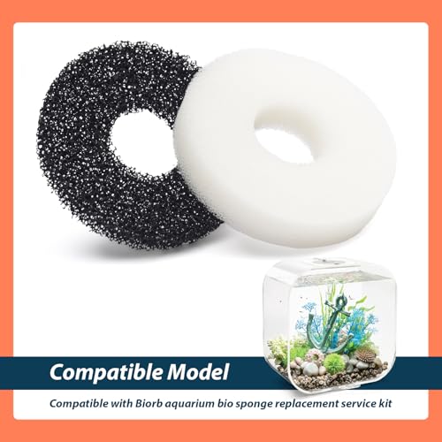 Round Sponge Foam Filter Pads and Carbon Rings Replacement for Biorb Aquarium Accessories, 10Pcs Carbon Pads and 10Pcs Foam Pads