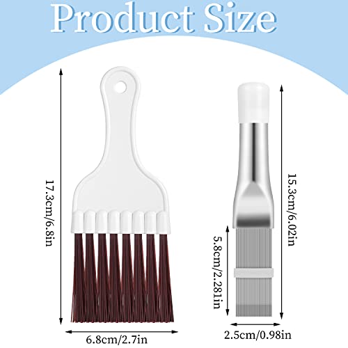 Pimoys 3 in 1 Set Air Conditioner Condenser Fin Comb, 1 Coil Cleaner Stainless Steel Fin Comb with 2 Evaporator Radiator Cleaning Whisk Brush