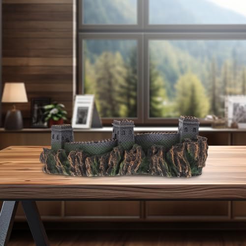 BESTonZON Great Wall of China Model Aquarium Decor 8.85 Inch Miniature Chinese Bridge Sculpture for Fish Tank Landscape Ornaments Home Office Shelf Decoration