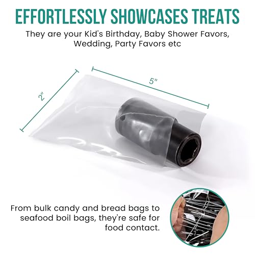 Levex - 2" x 5" (1000 Count) Open End Flat Top - 2-Mil Heavy Duty Clear Poly Bags for Packaging, Shipping, Storage & Food (Bags Do Not Have a Seal or Prints) - size: 2" x 5" (1000 Pack)