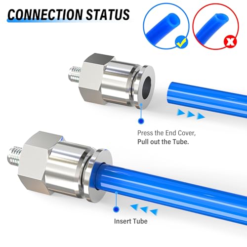 TAILONZ PNEUMATIC 304 Stainless Steel Male Straight 4MM Tube OD x M5 Thread Push to Connect Fittings PC4-M5 (Pack of 2) - size: 4mm OD M5