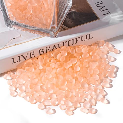 Keedolla Sea Glass Stones Frosted Glass Pebbles Gemstones for Aquarium Gravel Fish Tank Rocks, Vase Fillers, DIY Crafts - Peach - 230g/8oz - color: Peach‌, size: 0.5 LB
