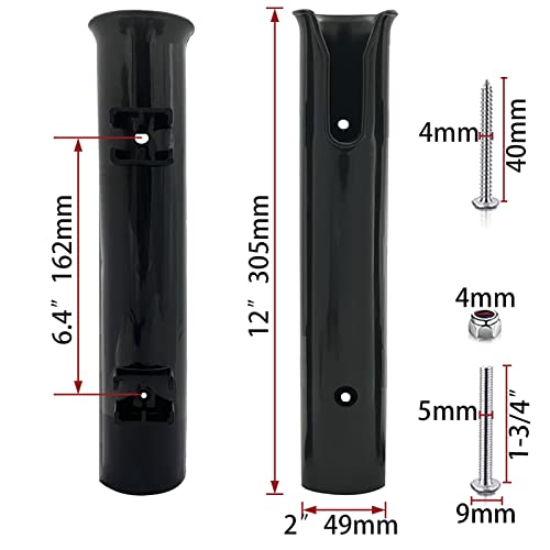 ISURE MARINE Fishing Rod Holder Bracket Wall Mounted Boat Side Mount Tool Holder Tube Links with Screws 2/3/4/6 Pole Tube (White/Black) - color: 6-Pole Black