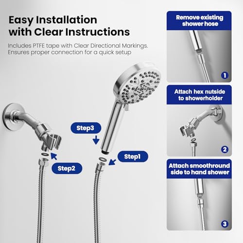 JOMOO Shower Hose, 99 Inch Extra Long Flexible Stainless Steel Handheld Showerhead Hose with Brass Insert and Nut, EPDM Inner Tube, Anti-Kink Chrome Bathroom Shower Head Hose Replacement - color: Chrome, size: 99 Inch