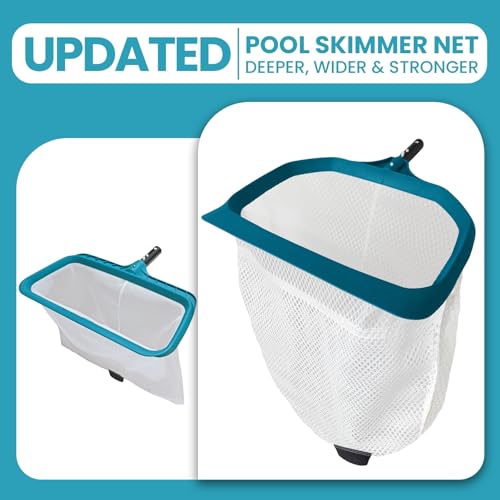 Pool Skimmer Net - Upgrade Swimming Leaf Rake with Extra Wide Scoop Edge, Fine Mesh Nets for Pool Cleaning Leaves, Debris (Not Pole)