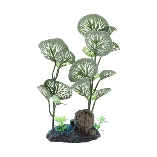 Aquarium Plastic Plants, Silk Aquarium Plants, Silk Plants for Betta Fish Tank, Plastic Plant Decoration for Aquarium, Green, Round Leaves, 6.69" Tall - color: Green
