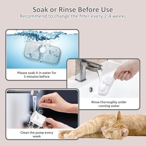 12 Pack Cat Water Fountain Replacement Filter for Petlibro Dockstream Cat Water Fountain PLWF005/PLWF115/PLWF105, Pet Water Fountain Filter with 12 Replacement Pre-Filter Pump Sponges and 1 Hard Brush