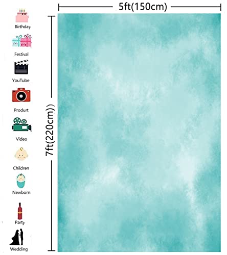 5x7ft Aqua Abstract Solid Photography Backdrops Gradient Portrait Photo Booth Background for Photographyer - color: TT-S0311, size: 5x7ft