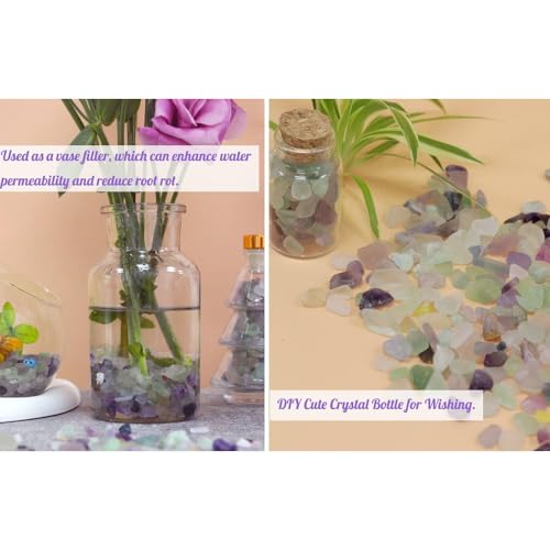 0.44Ib Crystal Chips Bulk Tumbled Crushed Stones Garden Tool for Fountain Vase Filler Planters Decorative Fish Tank Potted