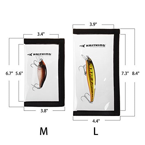 KastKing Madbite Lure Wraps, Available in Two Sizes, Keeps Lures Safe, Durable & Clear PVC, Easily See Lures, Easy Open and Close Hook & Loop System, Great Value, Includes 4 Lure Wraps - color: A: 4 Pack, Medium (5.67“x 3.38”)