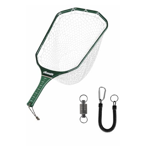 Aventik Fly Floating Fishing Net Carbon Fiber Landing Trout Net Light Weight Clear Rubber Ghost Net Catch & Release - color: Stealth Boat Frame standard handle green magnet