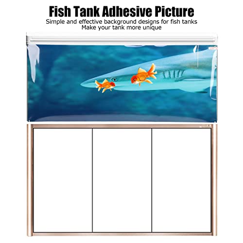 Aquarium Background Paper PVC Self Adhesive, Fish Tank Wallpaper Sticker, 3D Clear Decoration Poster with Sea Animal Pattern, Fade and Easy to Apply for Glass Aquariums (122 * 50CM)