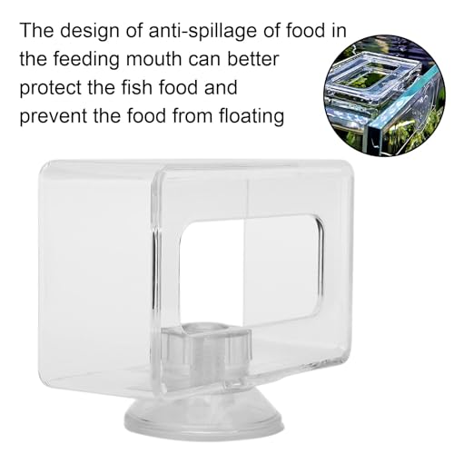 Fish Food Feeding Ring, Fish Floating Food Feeder Transparent with Suction Cup for Aquarium(L 10x16X4cm)