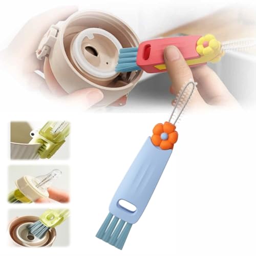 3 in 1 Cup Lid Cleaning Brush, 2024 Upgrade Crevice Cleaning Brush Set for Baby Bottle Gap Tight Spaces Cup, 3 in 1 Multifunctional Cleaning Brush Portable Cup Lid Cleaner with Brush (C2) - color: C2
