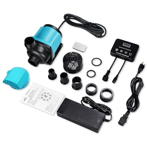 2350GPH 75W Aquarium Return Pump With LCD Display Controller - DC 24V for Saltwater Freshwater Fish Tank, Sump - 20 Speeds ECO Quiet Submersible and Inline - style: 2350GPH 75W
