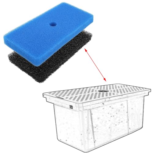 2PCS Pond Replacement Filter Pad 52231 10.63x5.1x0.82in Compatible with Thick Fine Sponge Filter Media 52229 Filter Box Black Blue