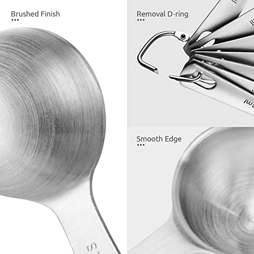 Measuring Spoons: U-Taste 18/8 Stainless Steel Measuring Spoons Set of 6 Piece: 1/8 tsp, 1/4 tsp, 1/2 tsp, 1 tsp, 1/2 tbsp & 1 tbsp Dry and Liquid Ingredients - size: S-6 pcs
