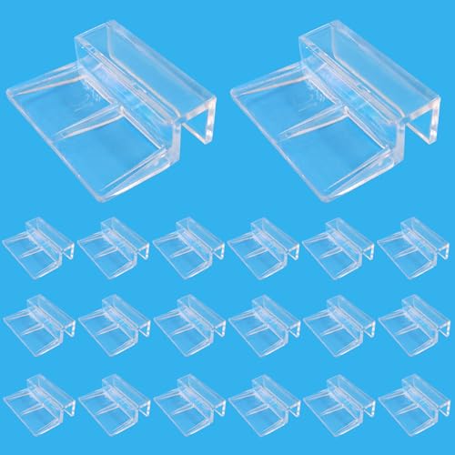 Hordion 20pcs Aquarium Lid Clip, 10mm Clear Acrylic Fish Tank Lid Holder Aquarium Glass Cover Clips for Rimless Aquarium Fish Tank - size: 10mm