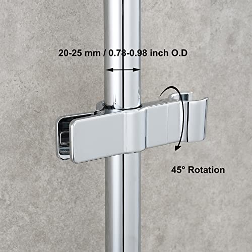 Universal Adjustable Shower Bracket, Biveah Brass Shower Head Clamp Holder for 20-25MM O.D Shower Slide Bar, Chrome, KZS010C - color: Chrome