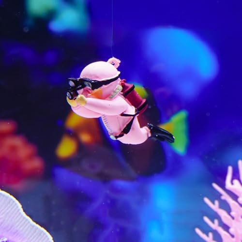 2-Pack Floating Fish Tank Decorations, Little Diver Aquarium Decoration Aquarium Accessories Fish Playmate for Fish Tank Suitable for All Kinds of Fish Tanks(Pink)