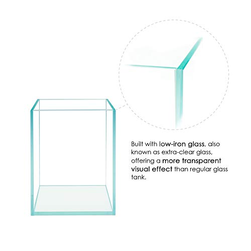 Nano Tall Rimless Frameless Extra Clear Glass Aquarium, Low Iron Glass Tank, 5mm Glass, White Leveling Mat Included, w/Lids Options - size: 2.6 GAL 7.8x7.8x9.8 in