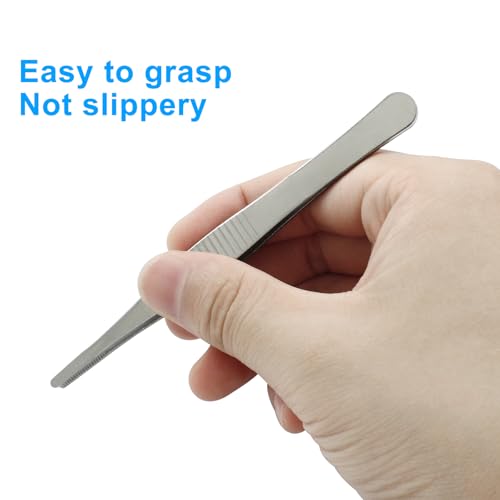 2 Pcs 5 Inch Stainless Steel Forceps, Straight Metal Tweezers General Application for Kitchen, Crafts, Plants - size: 5 Inch