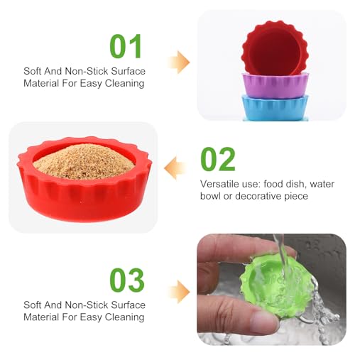 9 Pcs Crested Gecko Food and Water Bowl Small Reptile Food Dish Reusable Silicone Reptile Feeding Cup Gecko Feeder Corner Water Bowl Habitat Tank Starter Accessories for Hermit Crab Tarantula Isopods