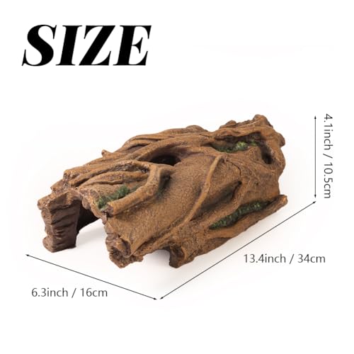 Fish Tank Decorations XL 13.4" Large Bearded Dragon Tank Accessories Driftwood for Aquarium Natural Hollow Tree for Shrimp or Betta Fish Hideout Reptile Tank Accessories