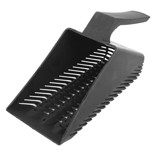 Plastic Gravel Scoop, Aquarium Sand Shovel with Slats for Filtering, Rounded Corner Tool for Tanks & Gardens, Black