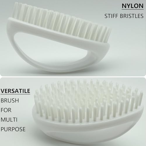 Scrub Brush for Cleaning Scrubbing Heavy Duty Stiff Nylon Bristles Cleaning Brush Multi-Purpose, White & Small Size - color: White