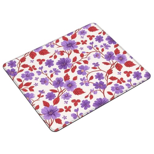 Red Purple Flower Computer Mouse Pad Non-Slip Rubber Base Square Mouse Mat for Office Computer Mousepad 7.9 X 9.5 in - color: Red Purple Flower, size: 9.5L x 7.9W inches