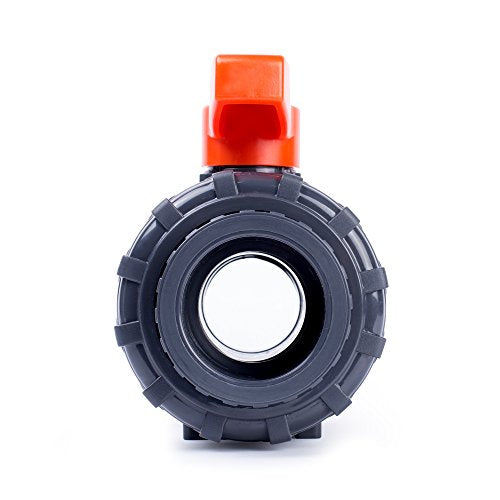 HYDROSEAL Kaplan PVC 1 1/2" True Union Ball Valve with Full Port, ASTM F1970, EPDM O-Rings and Reversible PTFE Seats, Rated at 200 PSI @73F, Gray, 1 1/2 inch Socket (1 1/2") - size: 1 1/2"