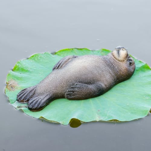 1 Piece Resin Floating Seal Statue, Simulated Realistic Animal Sculpture Figurine, Floating Sea Lion Ornament for Pool, Pond, Aquarium, Fish Tank & Home Garden Decoration (Brown) - color: Brown