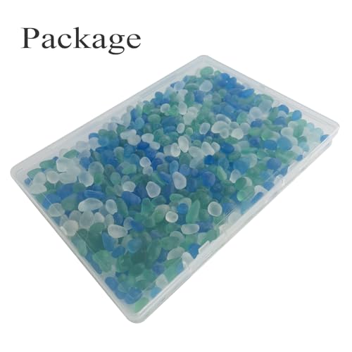 Glass Stones, 0.85LB/385g Mix Blue Green White Glass Rocks for Vase, Aquarium Pebbles for Fish Tank, Sea Glass Rocks for Vase Filler Craft - color: Sea Glass