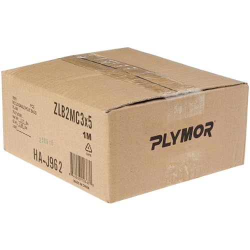 Plymor 3" x 5" (Case of 1,000), 2 Mil Zipper Reclosable Plastic Bags - size: 3" x 5" (1,000 Count)