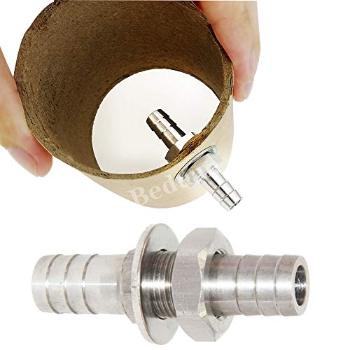 Beduan 1/2" Hose Barb Thru-Bulk Bulkhead Straight Hex Union Stainless Steel Fitting - size: 1/2" Hose Barb, style: Pack of 1