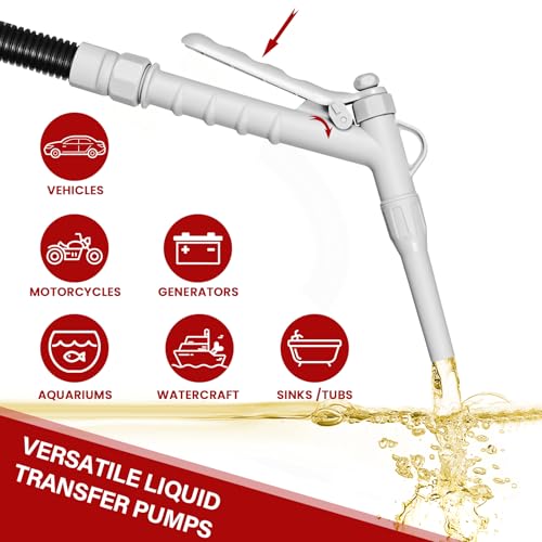 anngrowy Fuel Transfer Pump Battery Powered with Auto-Stop/Hand Trigger Nozzle, Gas Can Pump Transfer with 3.2/2.8 GPM, 51"/53.7" Hose, Liquid Transfer Pump for Oil, Gasoline, Diesel (Stick Stop) - style: Stick Stop