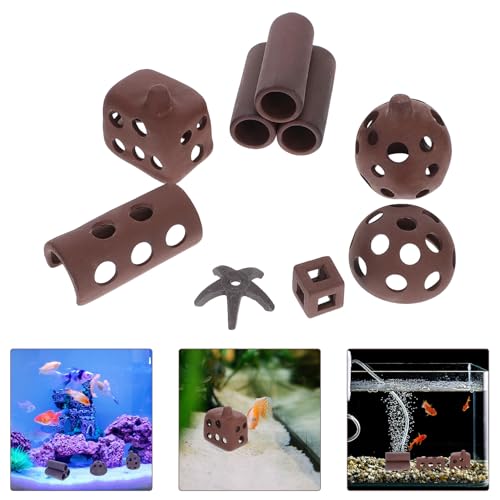 SUPVOX 7pcs Ceramic Fish Hideout Cave Set Aquarium Shrimp Shelter Breeding Ornament Tank Landscaping Decoration for Fish and Shrimp