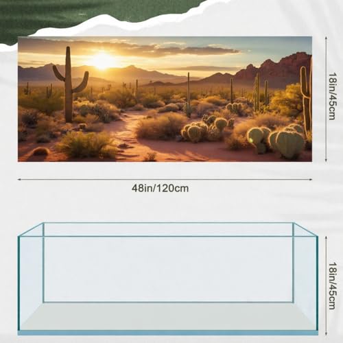 4 Pcs 48 x 18 Inch Reptile Tank Background Reptile Tank Accessories Polyester Terrarium Background Decor for Leopard Gecko Turtle Bearded Dragon(Canyon Waterfall, Bark, Cactus, Gobi Desert)
