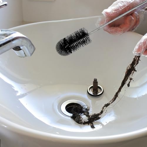 Flexible Long Drain Brush Set, Stainless Steel Tube Cleaning Brushes for Kitchen, Sink, Drain Pipe, with Large Double Elastic Nylon Ends, Cleaning Brushes for Household Use