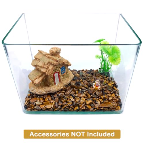 Decorative Rocks, 1 Lb/460g (Fill 0.9 Cup) Tiger's Eye Stones Irregular Gem Pebbles Quartz Gravel for Aquarium Turtle Tank Decoration/Succulent Plants Ornament/Flowerpot Vase Landscape - color: Brown, size: 1 Pound