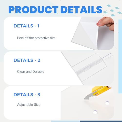 Sieral Aquarium Polycarbonate Canopy Set 15.37 x 7.63 x 0.12 Inch for 5 Gallon Without Center Brace Aquariums Cover Fish Tank Lid with a Hook Knife, Clear - color: Clear, size: 16 x 8 Inch