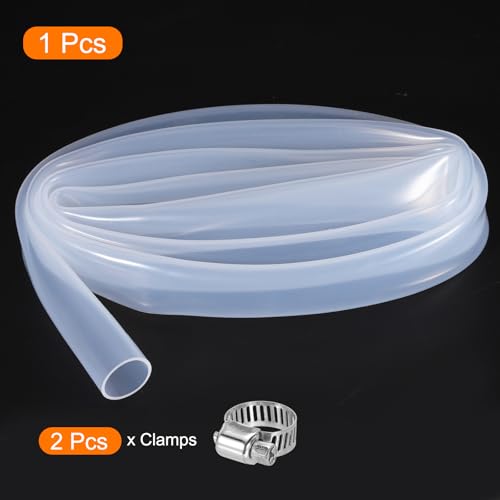 MECCANIXITY 3.3ft Clear Silicone Rubber Tubing 1/2" ID 5/8" OD Plastic Tube Flexible Air Hose for Brewing, Wine Making, Pump Siphon, 15.9mm x 15.9mm, with 2pcs Clamps - color: Clear, size: 1/2" x 5/8"
