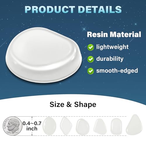 PoYang 1000pcs Glow in The Dark Rocks Outdoor - White Resin Glowing Pebbles for Landscaping, Garden, Fish Tank and Aquarium Indoor Decor, Powered by Sunlight or Lamplight (0.4"-0.7"/pc, 1.2lbs/Bag) - color: White
