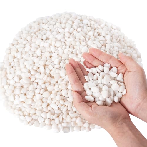 GreatBuddy 5-lb Decorative Rocks for Indoor Plants, 3/8" White Pebbles, Small Rocks for Potted Plants, Succulent, Vases, Aquariums, Fish Tanks, Garden Landscaping, Natural Polished - color: White-5lb, size: Medium-3/8 Inch