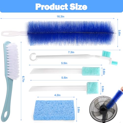 XANGNIER Fan Cleaning Brush Tools Set,6 Pcs Fan Cleaner for Stand up Fan/Desk/Window Exhaust/Box/Oscillating/Standing/Floor/Clip on/Wall/Table/Wall Mount/Pedesta Fan,Bendable Cobweb Duster Remover - color: Multicolor