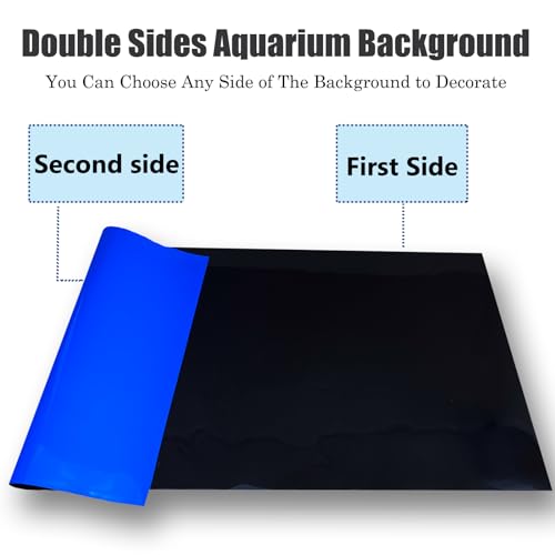 Blue Black Aquarium Background Poster Fish Tank Background Wallpaper Aquarium Backdrop Double-Sided Fish Tank Decorations Paper 12"x 25" - size: 11.6" x 25" In